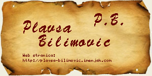 Plavša Bilimović vizit kartica